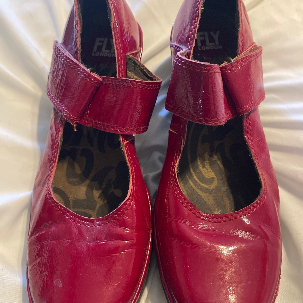 Fly London red patent Maryjanes size 40